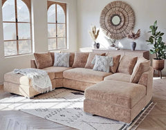 Charcoal Velvet Channel U-Shape Sofa (XL)