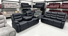Rohma 3+2 seater sofa set Black leather