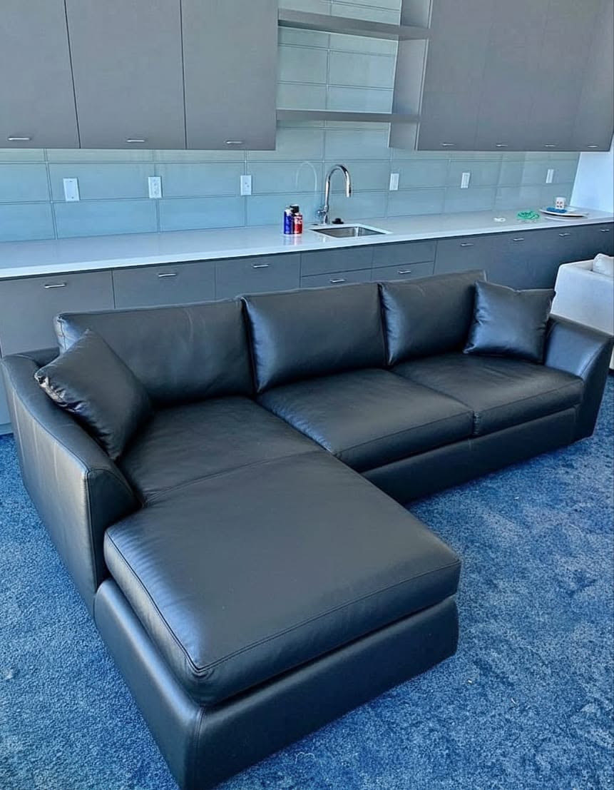 Balck  Leather Corner Sofa