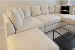 Taupe Fabric U-Shape Sectional Sofa