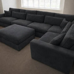 Sand Beige Fabric L-Shape Modular Sofa